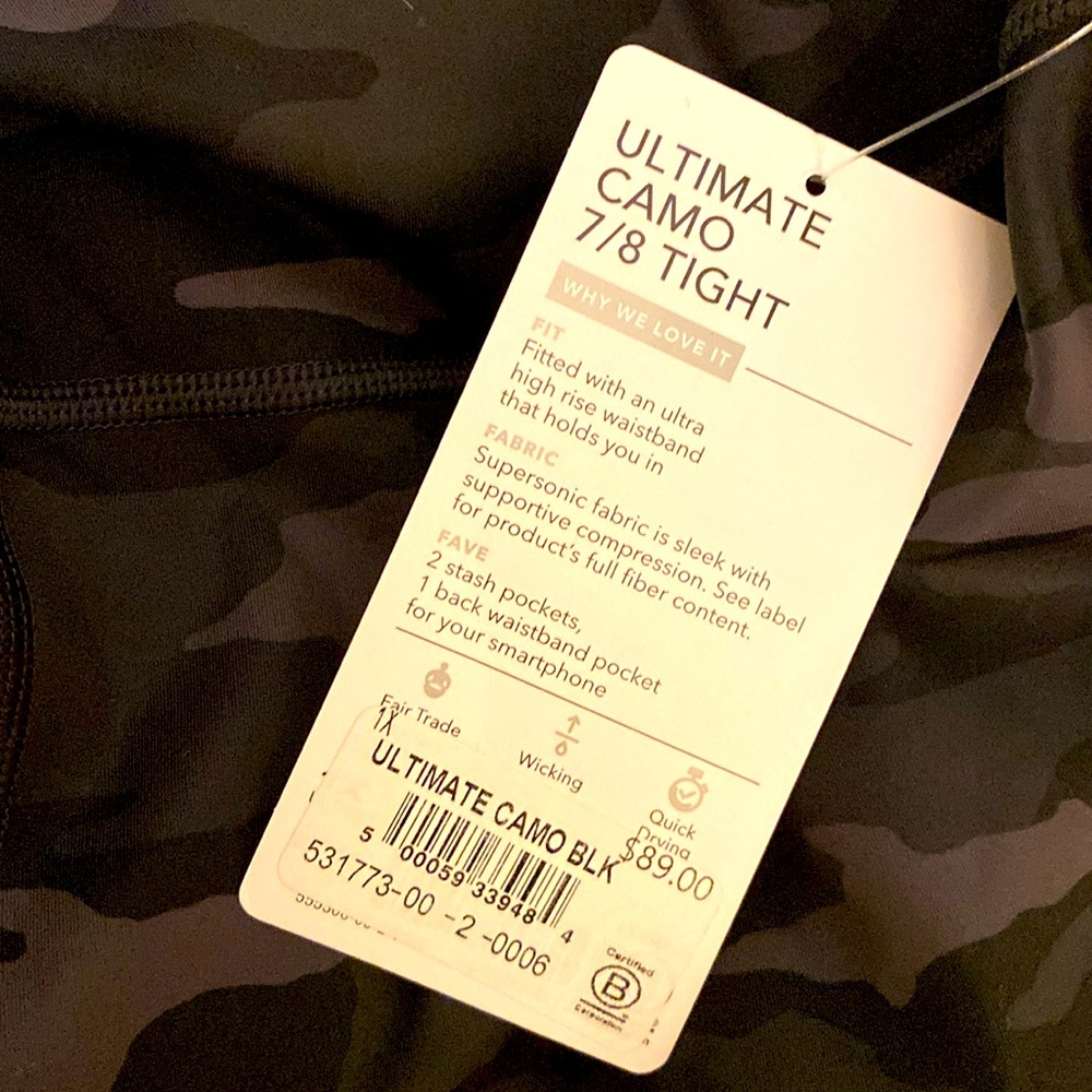 Athleta Black Camo Ultimate 7/8 Stash Pocket Tight Tights Leggings - Picture 9 of 11